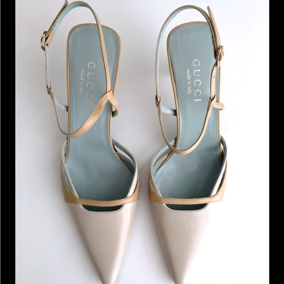 Gucci by Tom Ford Vintage Slingback Heels 37.5 C Nude Leather AS IS - Picture 16 of 16